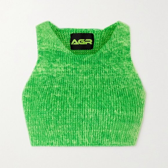 AGR Cropped Green Brushed Top Medium HAILEY BIEBER - Picture 1 of 6